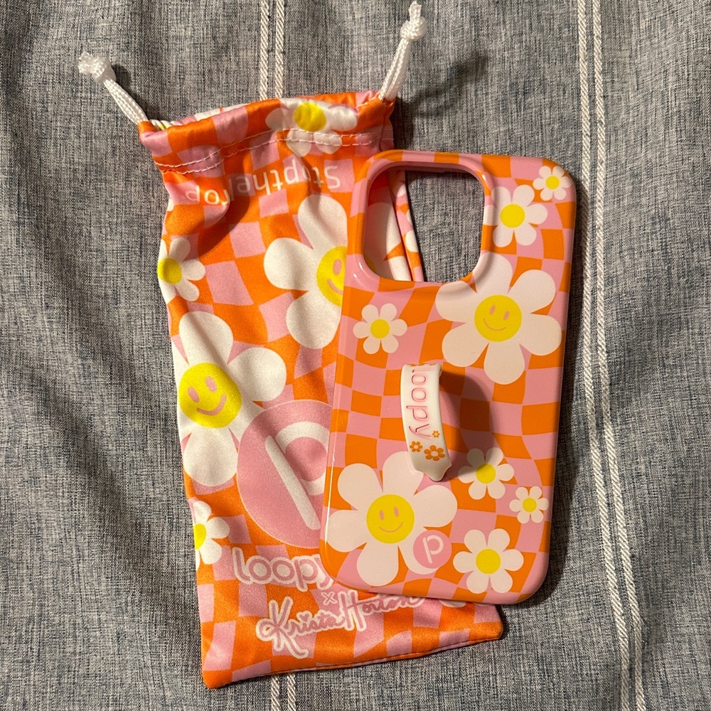 Loopy Case limited edition Floral Checkered Phone Case - Pink and Orange